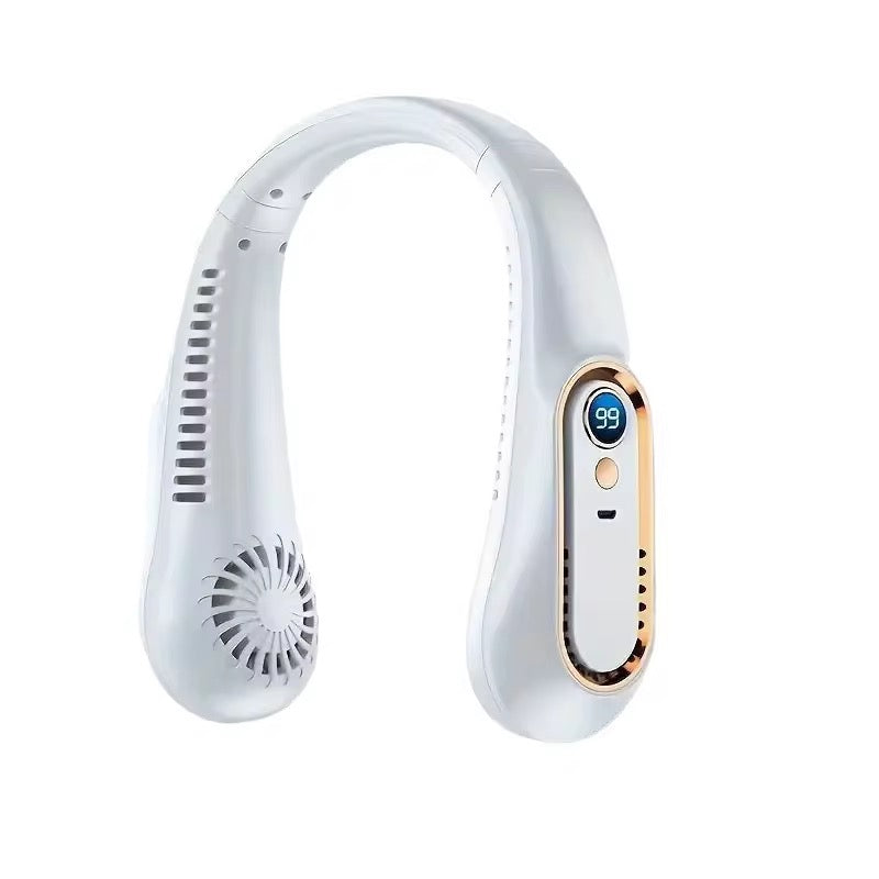 Rechargeable Led display screen neck fan - 2000mAh powered fan