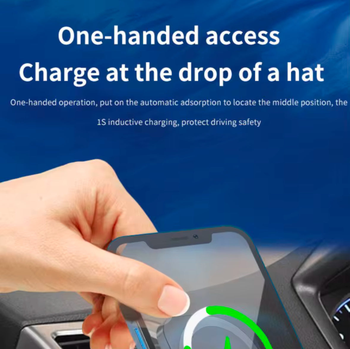 Wireless 15W Fast Charging Car Charger - Magnetic Phone Holder, 360 Degree Rotation, Double Fixing Clips No Slip Design