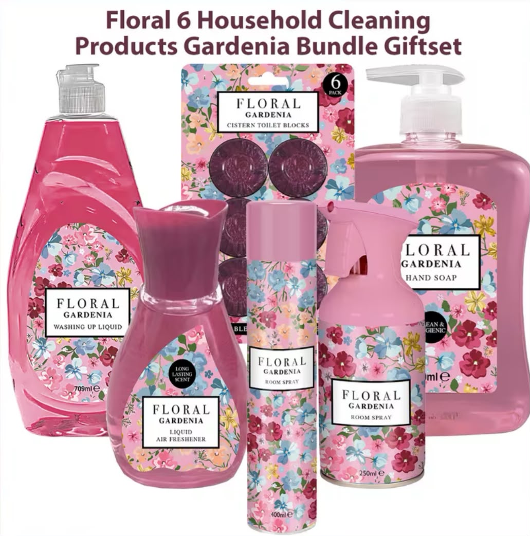 Floral Gardenia 6-Piece Household Cleaning & Home Fragrance Bundle