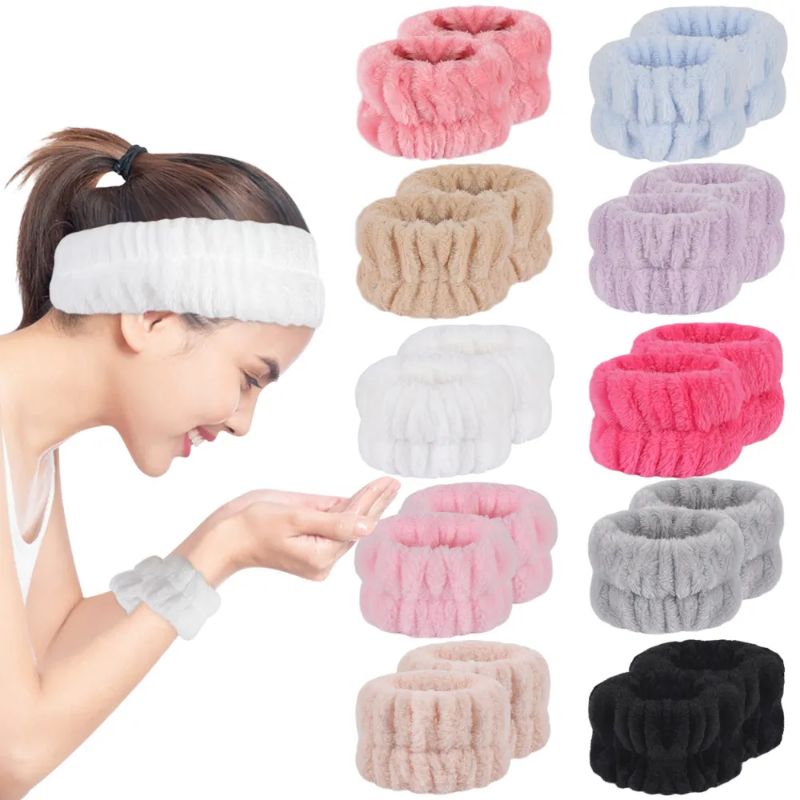 Elastic flannel, super absorbing wrist and headbands for skincare