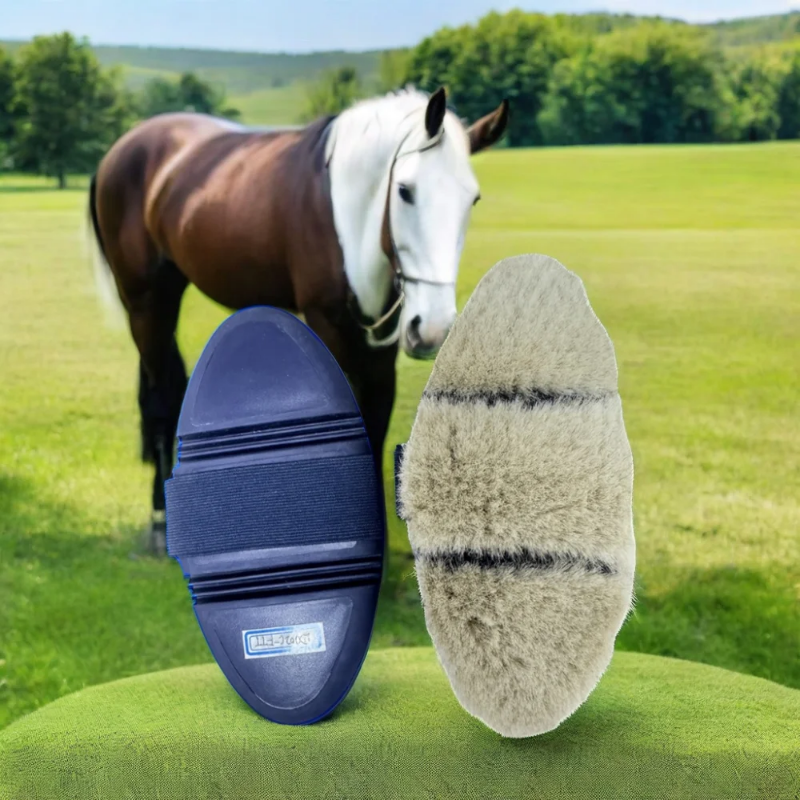 Flexible horse grooming brush with goats hair bristles