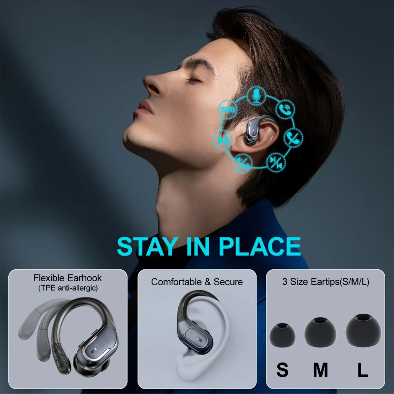 Sports Bluetooth headphones equipped with ear loops - waterproof wireless earbuds