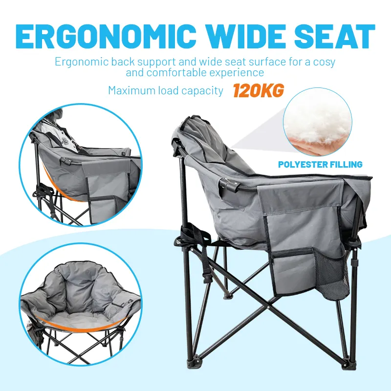 Rounded, heated camping chair - sturdy and portable