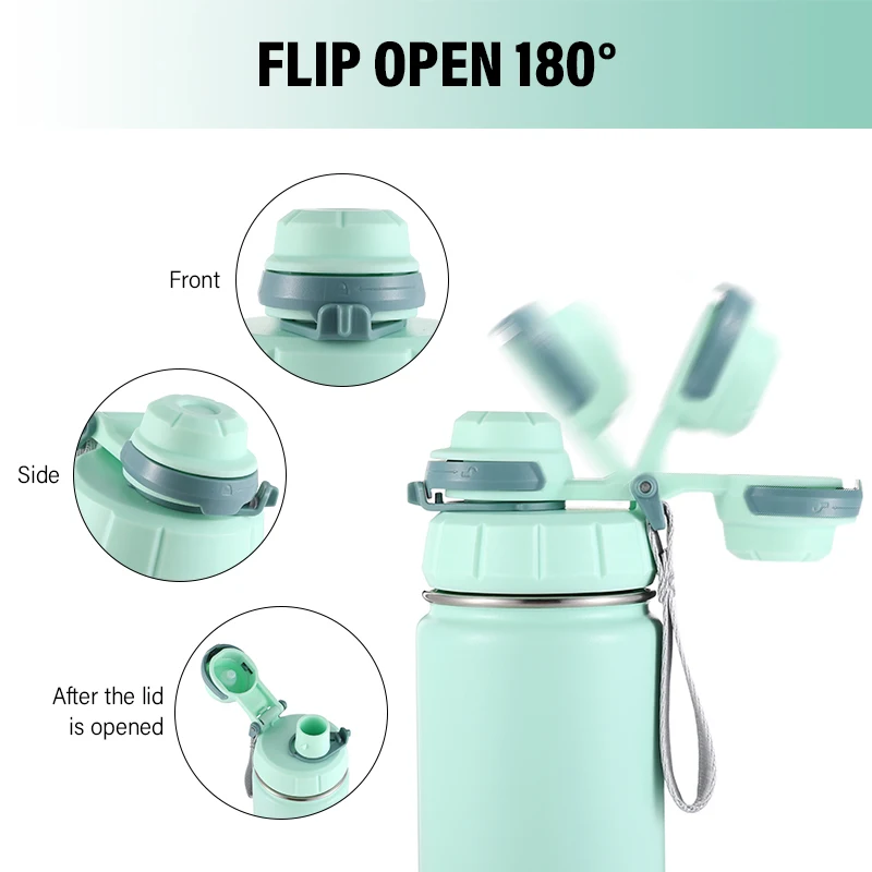 Double wall insulated flask for hot and cold beverages - with flip top lid
