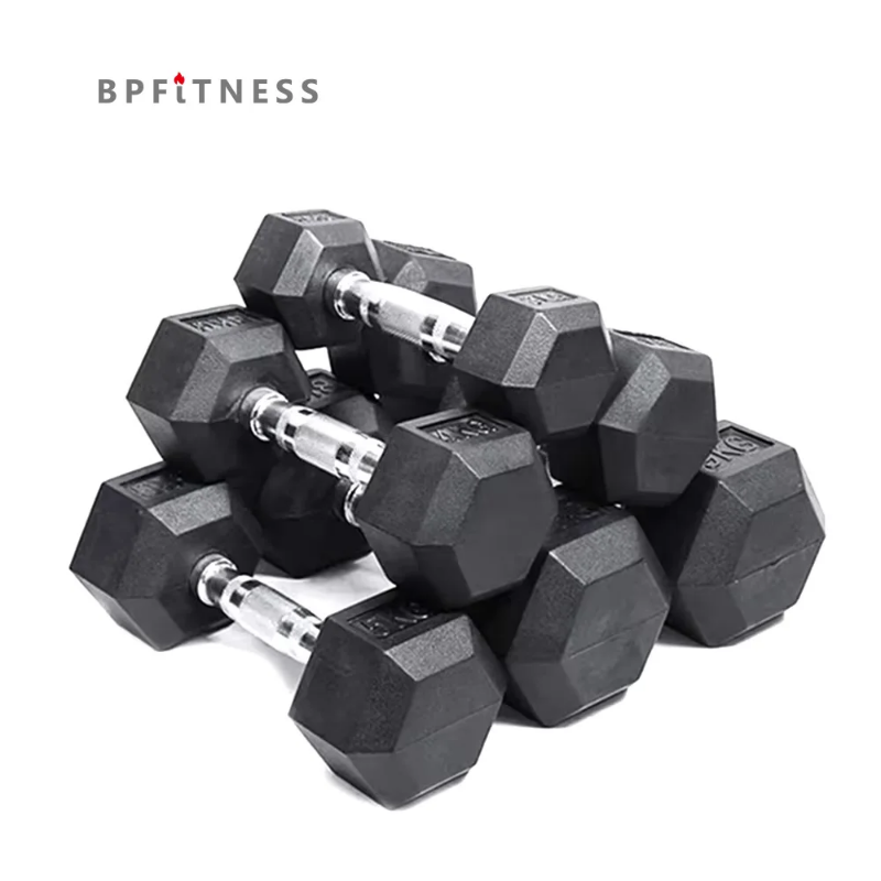 Cast iron rubber hexagon dumbbell weights - 2-5kg weights