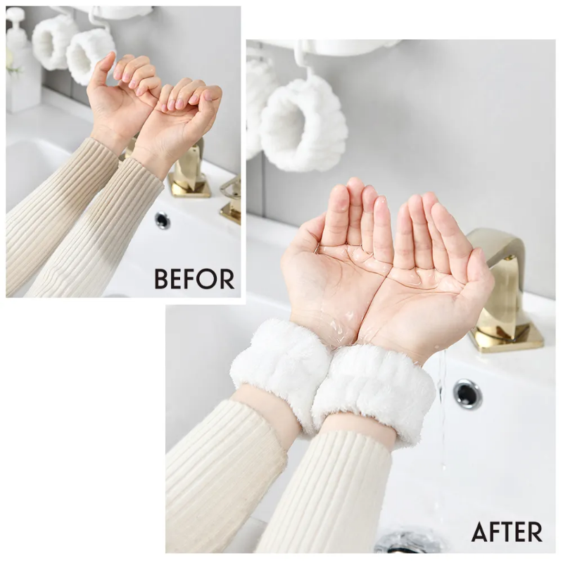 Elastic flannel, super absorbing wrist and headbands for skincare