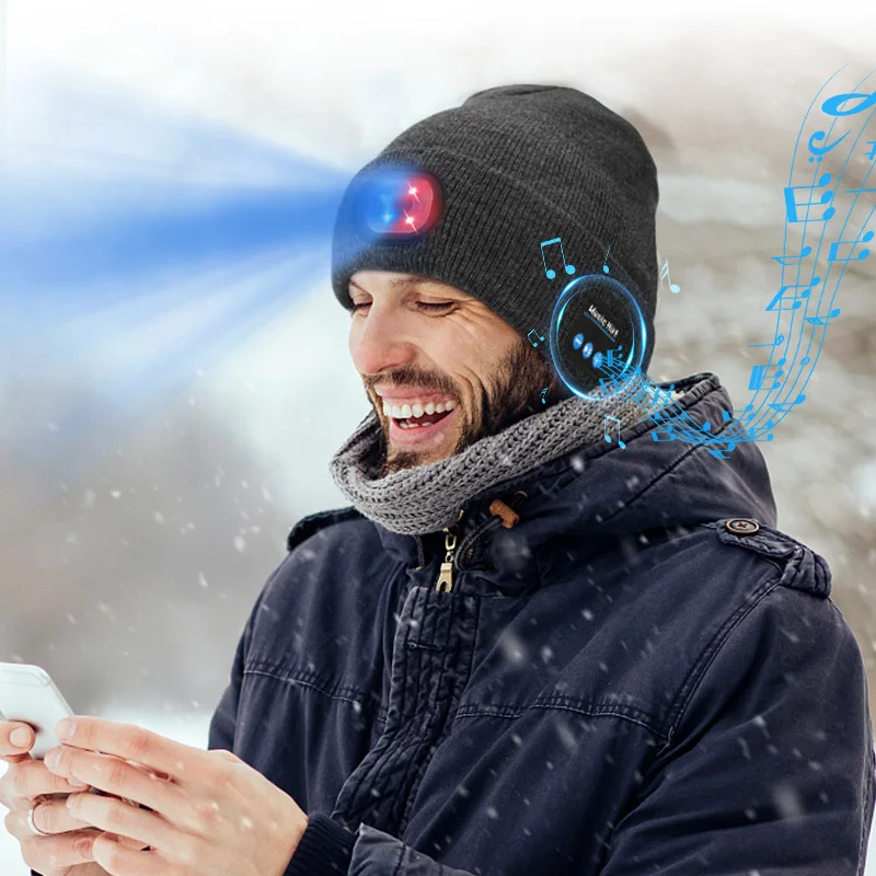 Multifunctional LED light and Bluetooth headset music hat with microphone