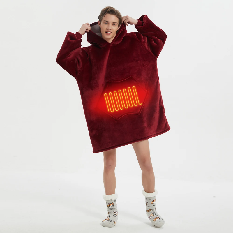 Warm and soft electric heated wearable blanket hoodie