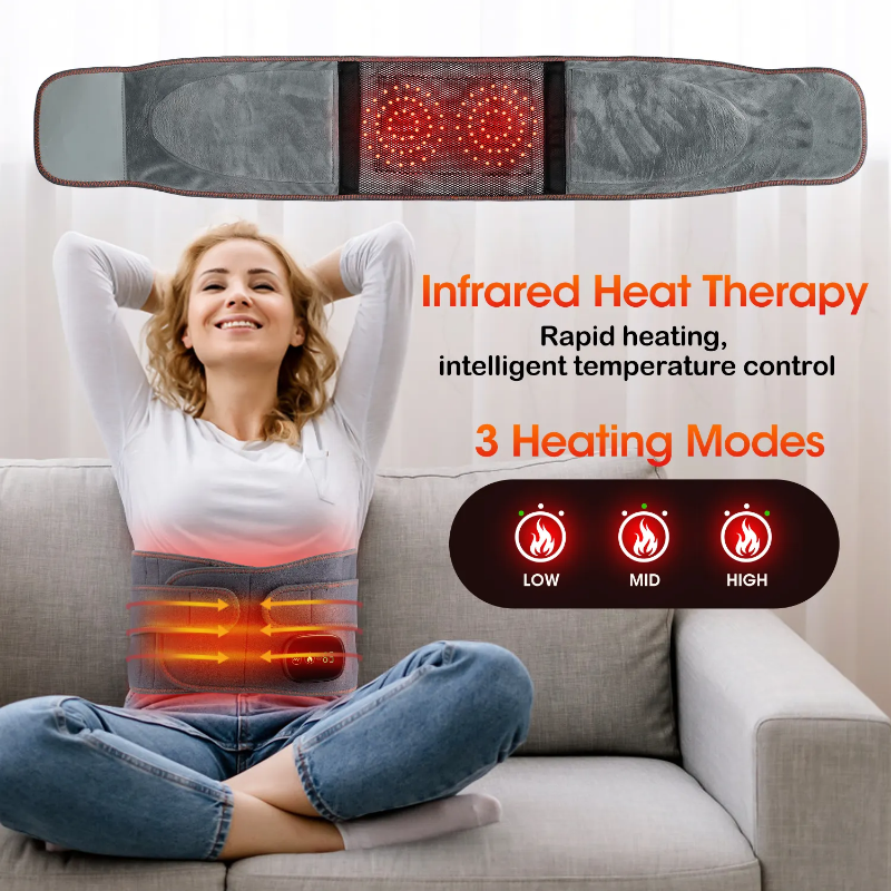 Wireless lumbar massager, pain relief device with heating and vibrations