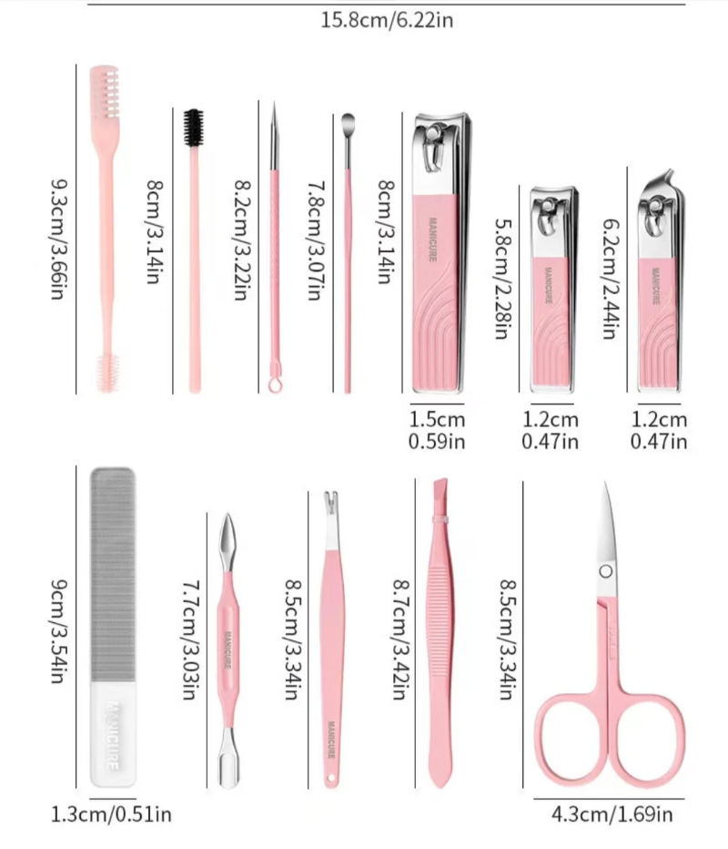 Stainless steel portable beauty kit in mini suitcase - manicure and pedicure set