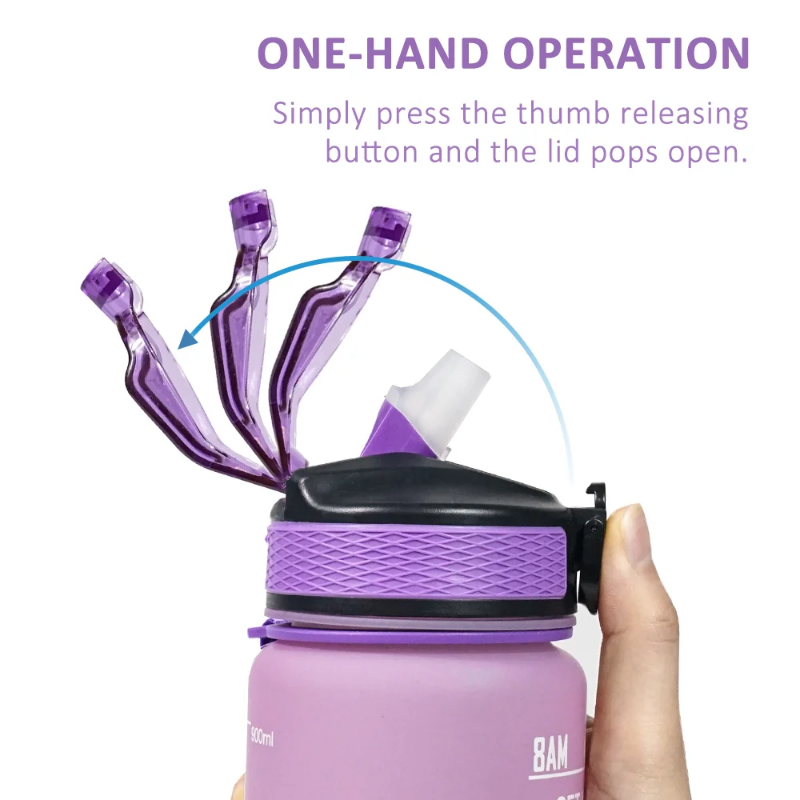 500ml plastic motivational water bottle with flip top lid - gradient style