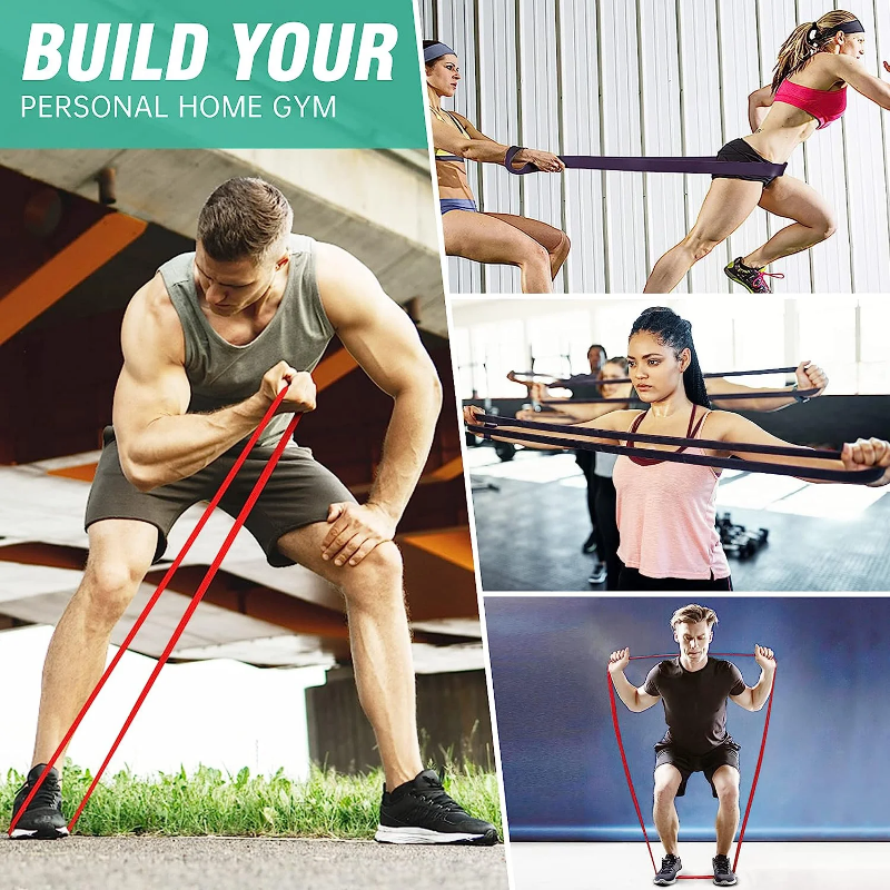 Natural latex 5 strength resistance bands, heavy duty and tear proof bands