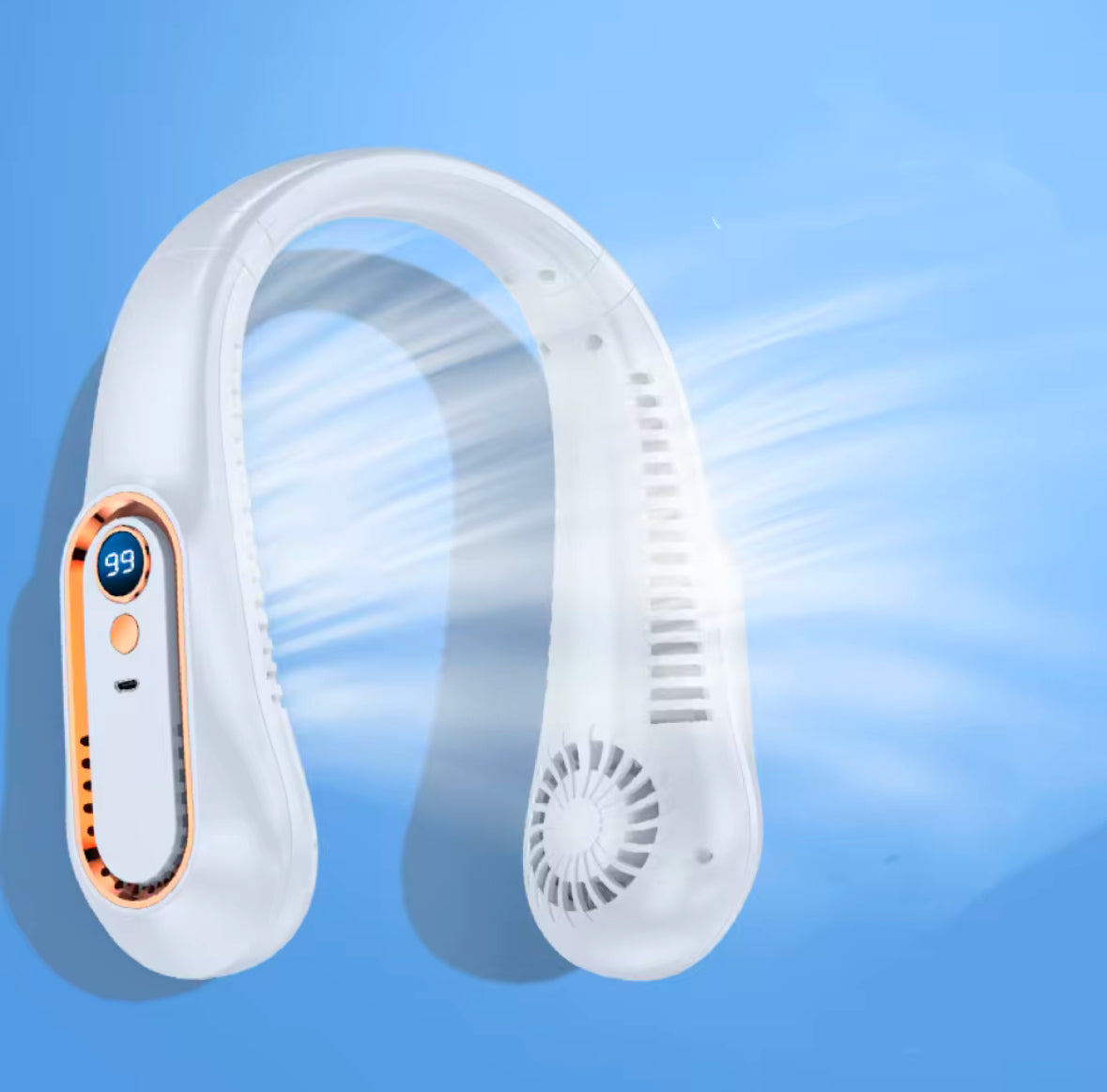 Portable And Foldable Neck Fan - 720 Degree Air Flow, 15 Degree Adjustable Air Vent, 180 Degree Ergonomic Neck Design