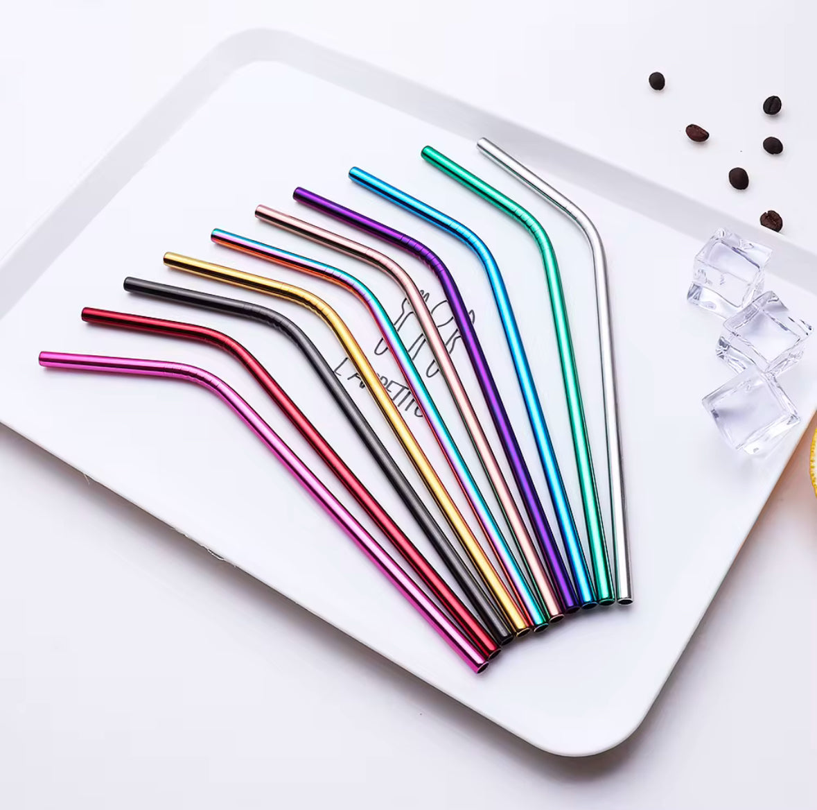 Reusable Metal Straws Eco Friendly - Rust Free Straws - Fabric Storage Drawstring Bag Easy Cleaning