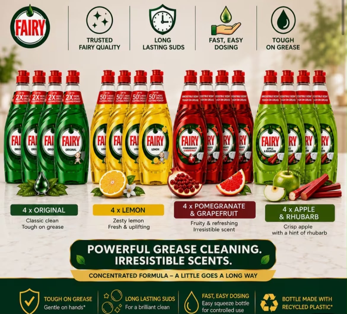 Fairy Washing Up Liquid Mixed Pack 320ml 16 Bottles