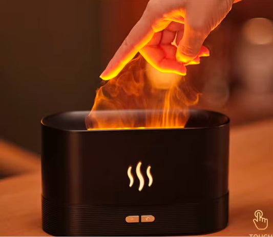 Portable Air Humidifier In Flame Aromatherapy Design - Modern And Minimalistic Look, Many LED Colours For Every Situation - Essential Oil Ultrasonic Humidifier