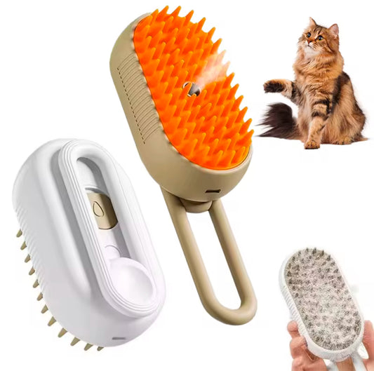 3 In 1 Cat Grooming Brush - Grooming, Massager, Steaming Cleaning, 360 Degree Rotational Handle - Easy To Clean