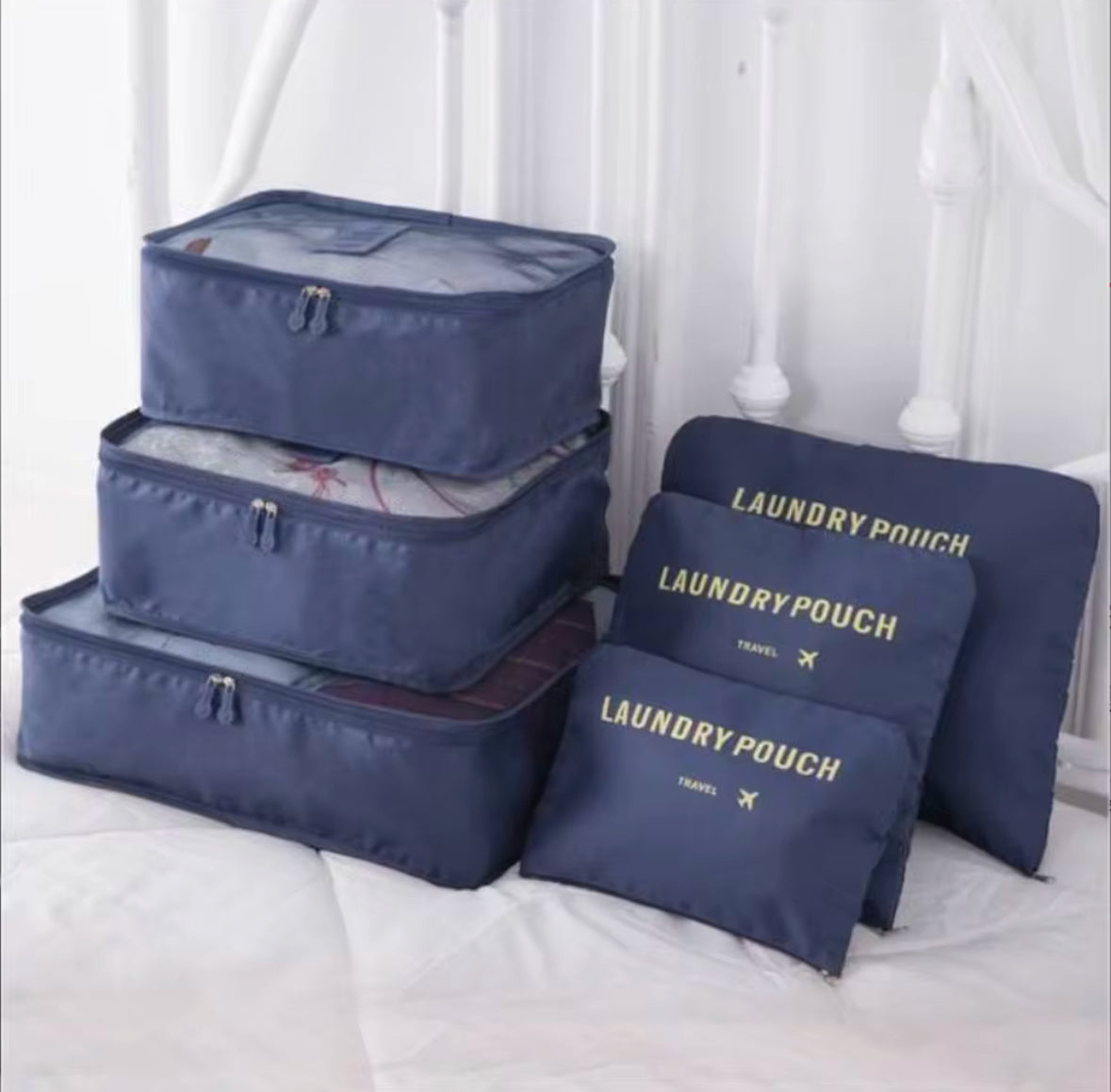 6 PCS Fashion Travel Storage Bags - Luggage Compressors, Organisers, Stylish Design - Variety Of Sizes