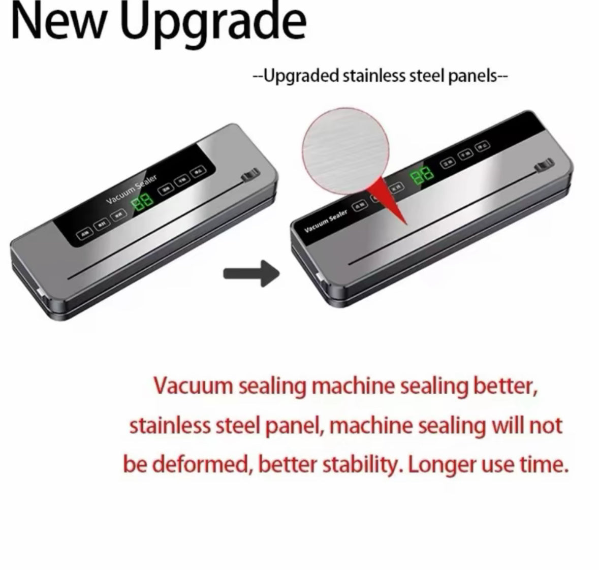 Electric vacuum sealer with built in cutting device - wet and dry modes, keep food fresher for longer