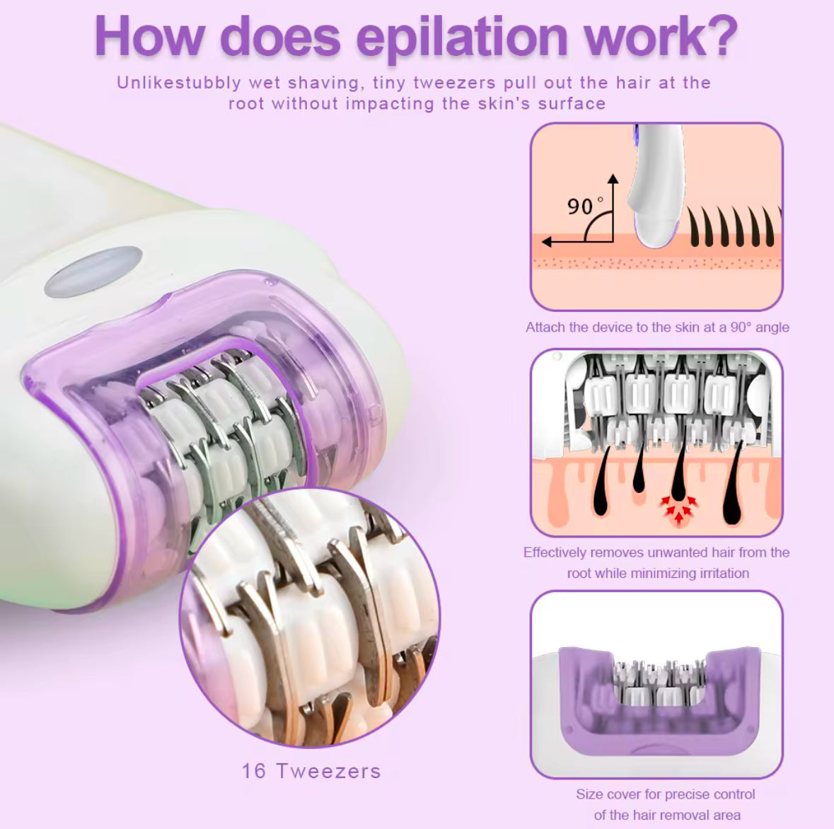 2 In 1 Epilator Hair Removal Device - Type C Rechargeable Battery - Professional Quality Hair Removal Smoother Skin Long Lasting Effects