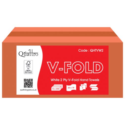 Luxury 2-Ply White V-Fold Hand Towels – 3,000