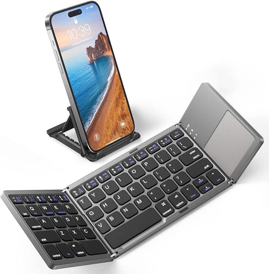 Folding Keyboard with touchpad Portable Wireless Foldable Keyboard for Laptop Tablet Phone