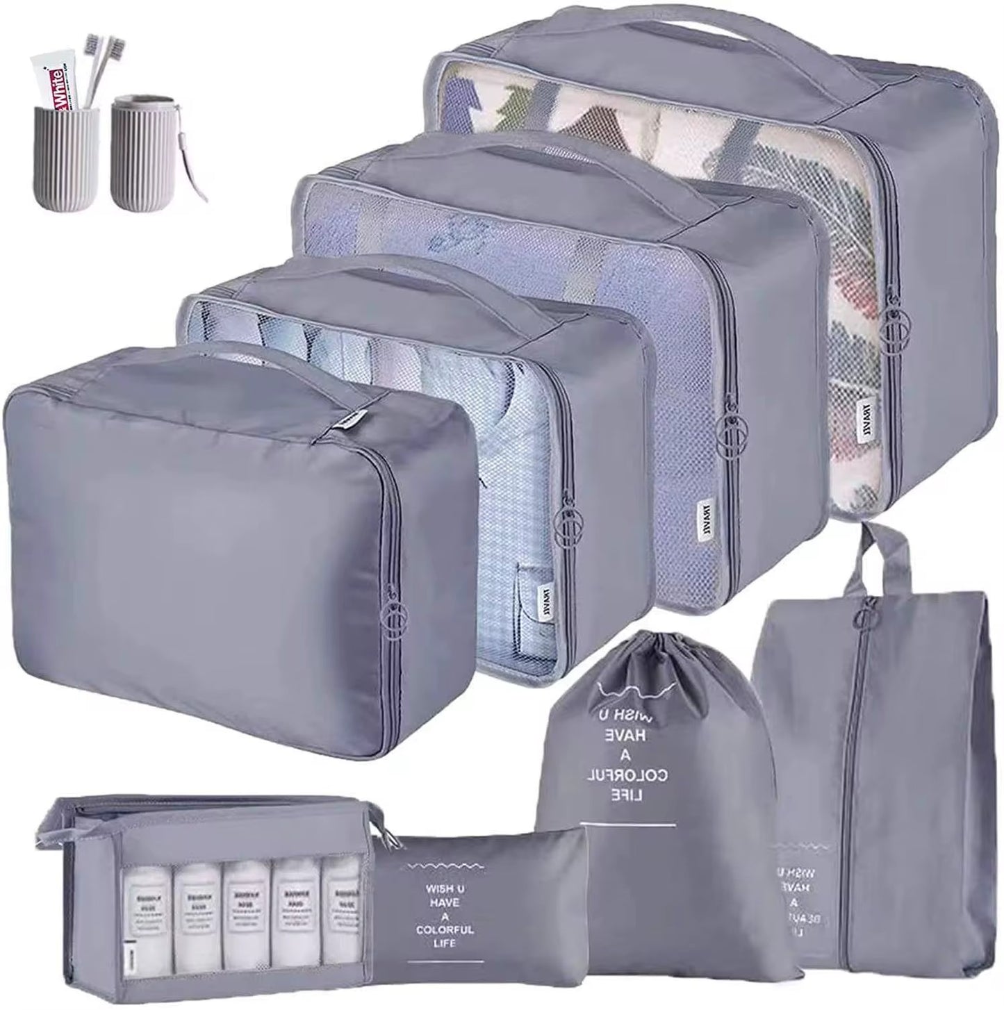 Travel packing cubes - all purpose cubes 9PCS compression organisers