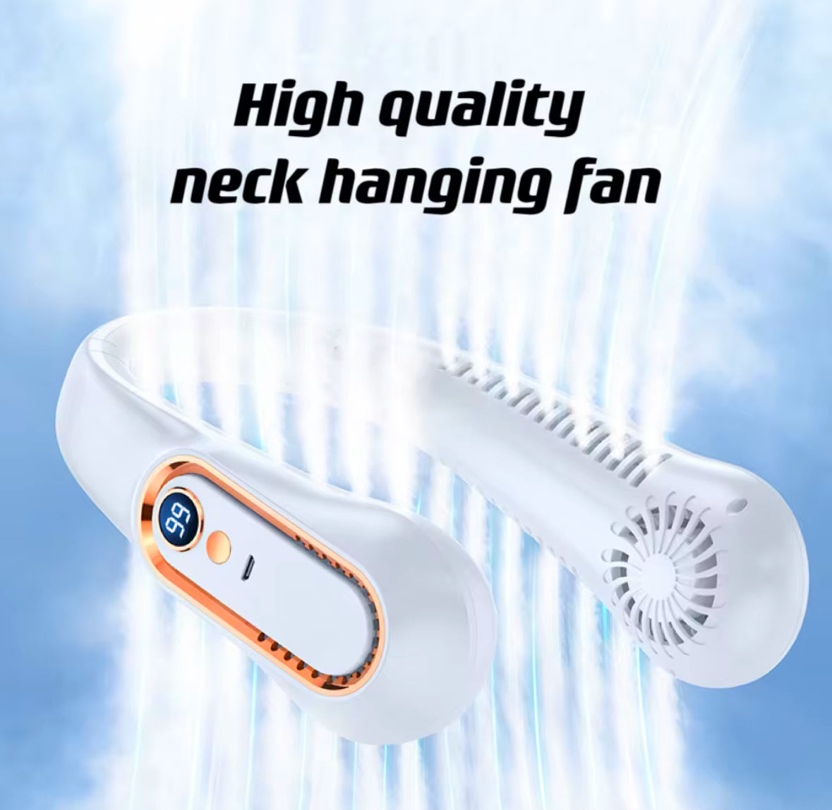 Portable And Foldable Neck Fan - 720 Degree Air Flow, 15 Degree Adjustable Air Vent, 180 Degree Ergonomic Neck Design