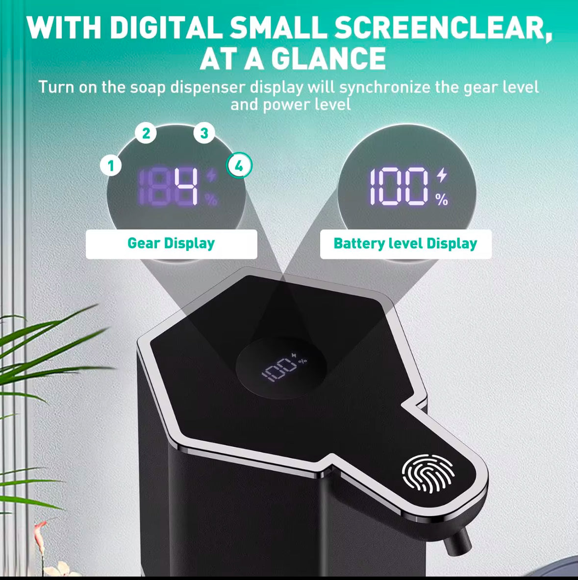 Led Display Screen Automatic Soap Dispenser - USB Rechargeable Wall Mounted Or Countertop - 4 Level Liquid Controls