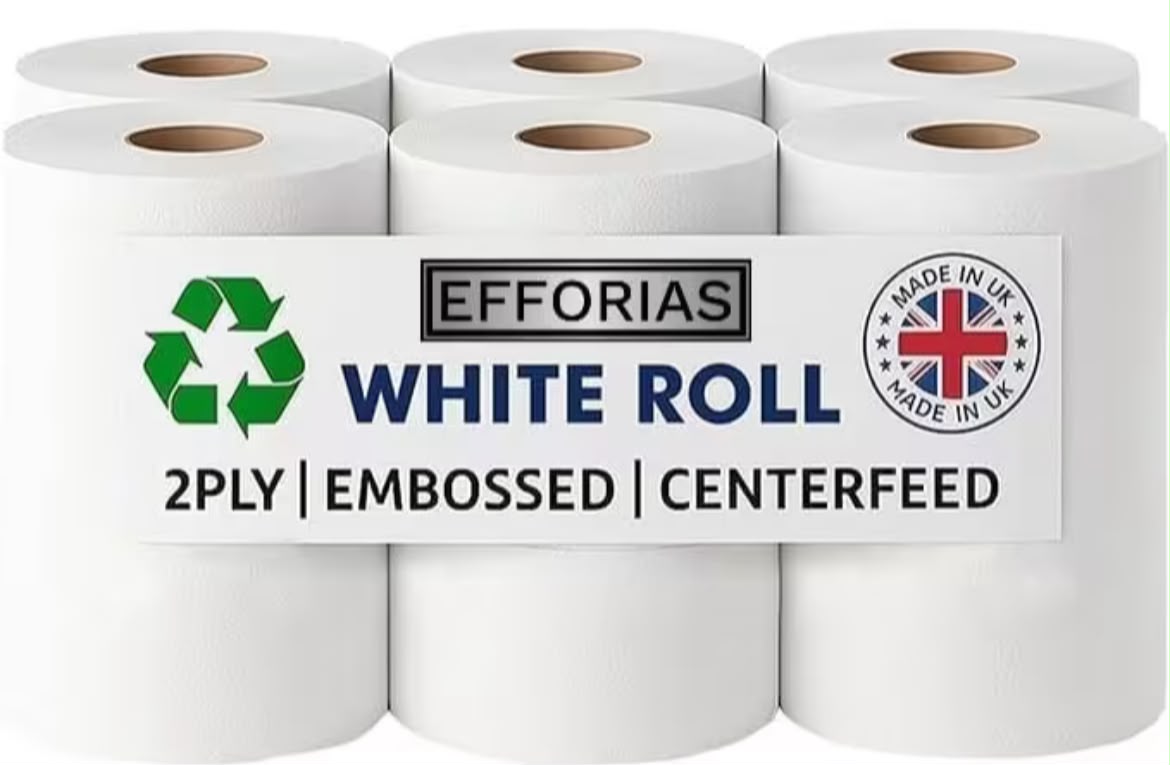 Efforias White Centrefeed Rolls 6 Pack