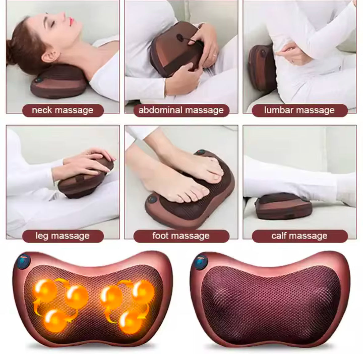 Electric Full Body Massager - 4 Ball Automatic 60 Second Forward And Reverse Kneading Massage - High Quality Leather, One Button Start