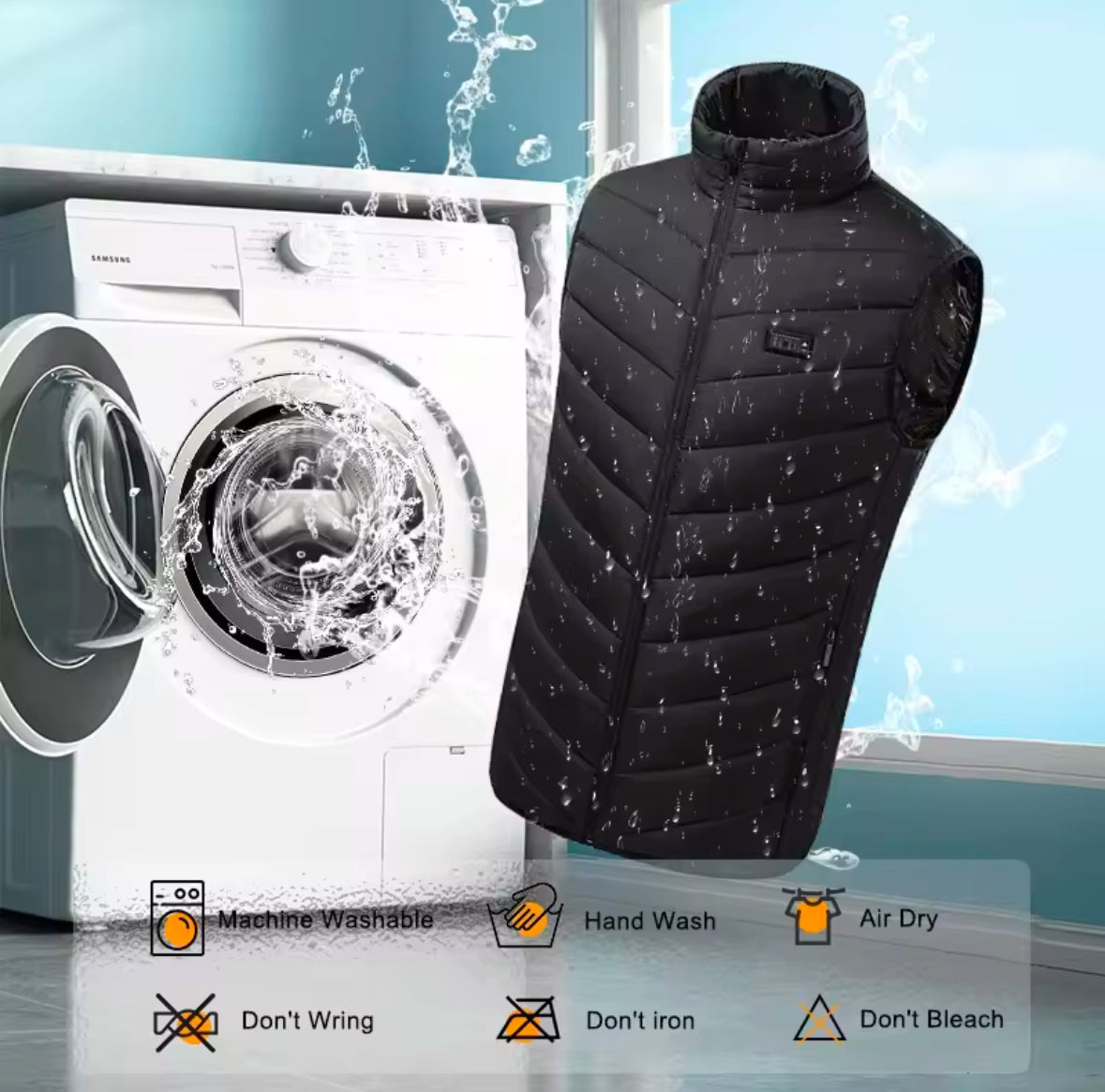 100% Polyester Heated Vest - 3 Temperature Modes, Overheat Protection, No Bloating - 5v/2.1a Rechargeable Battery