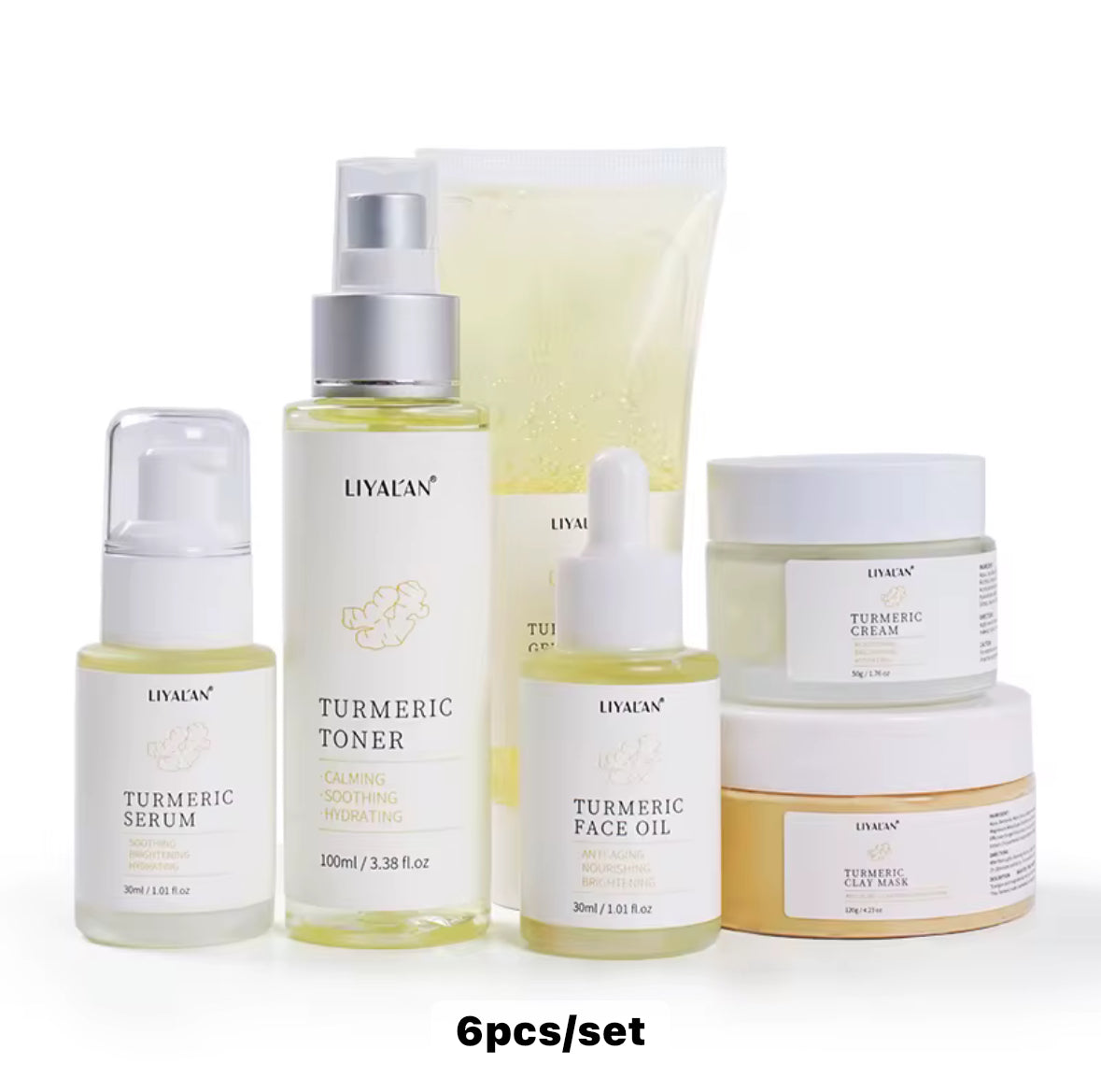 Tumeric skincare sets for facial use - brightening, anti aging skincare