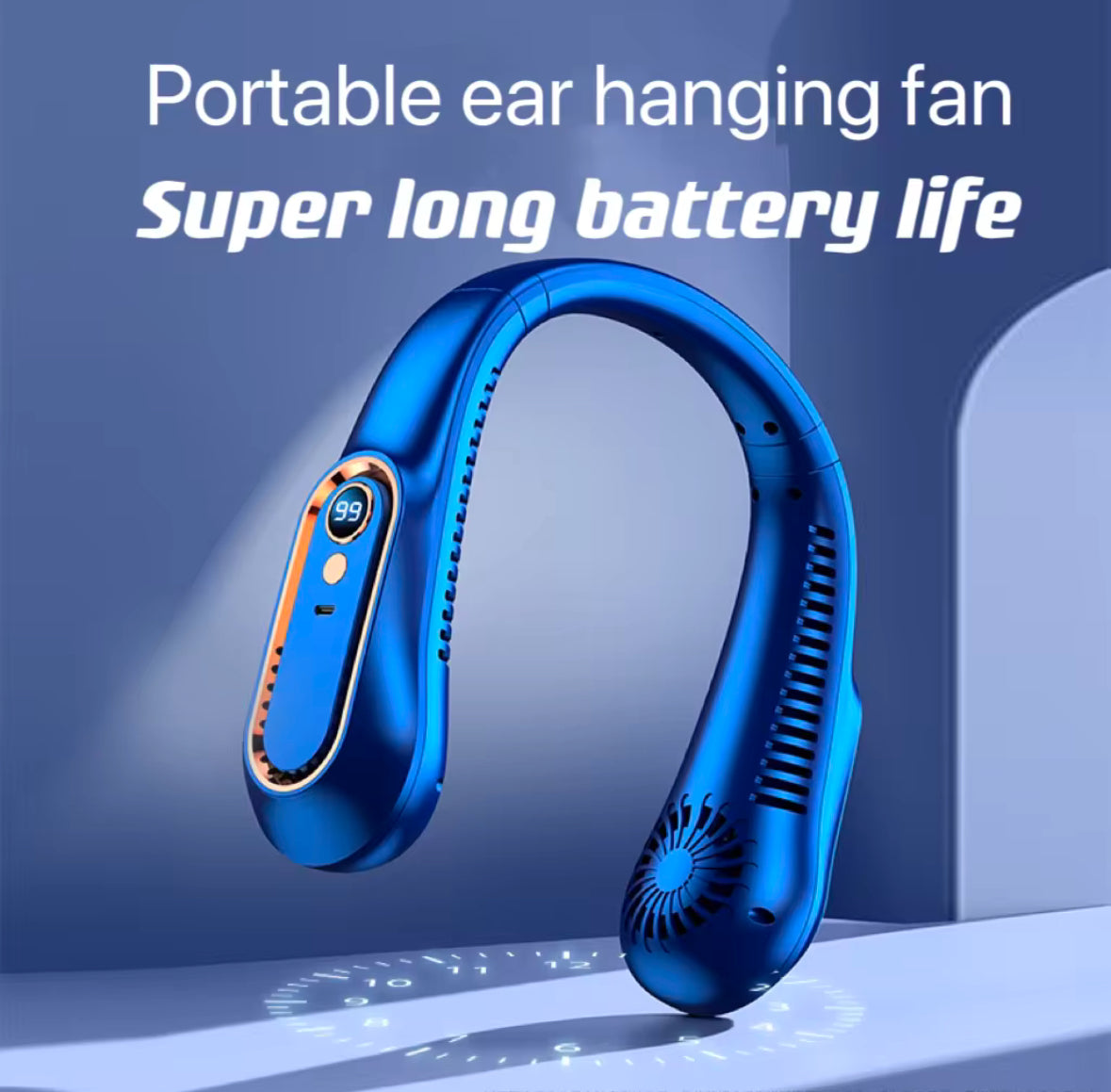 Portable And Foldable Neck Fan - 720 Degree Air Flow, 15 Degree Adjustable Air Vent, 180 Degree Ergonomic Neck Design