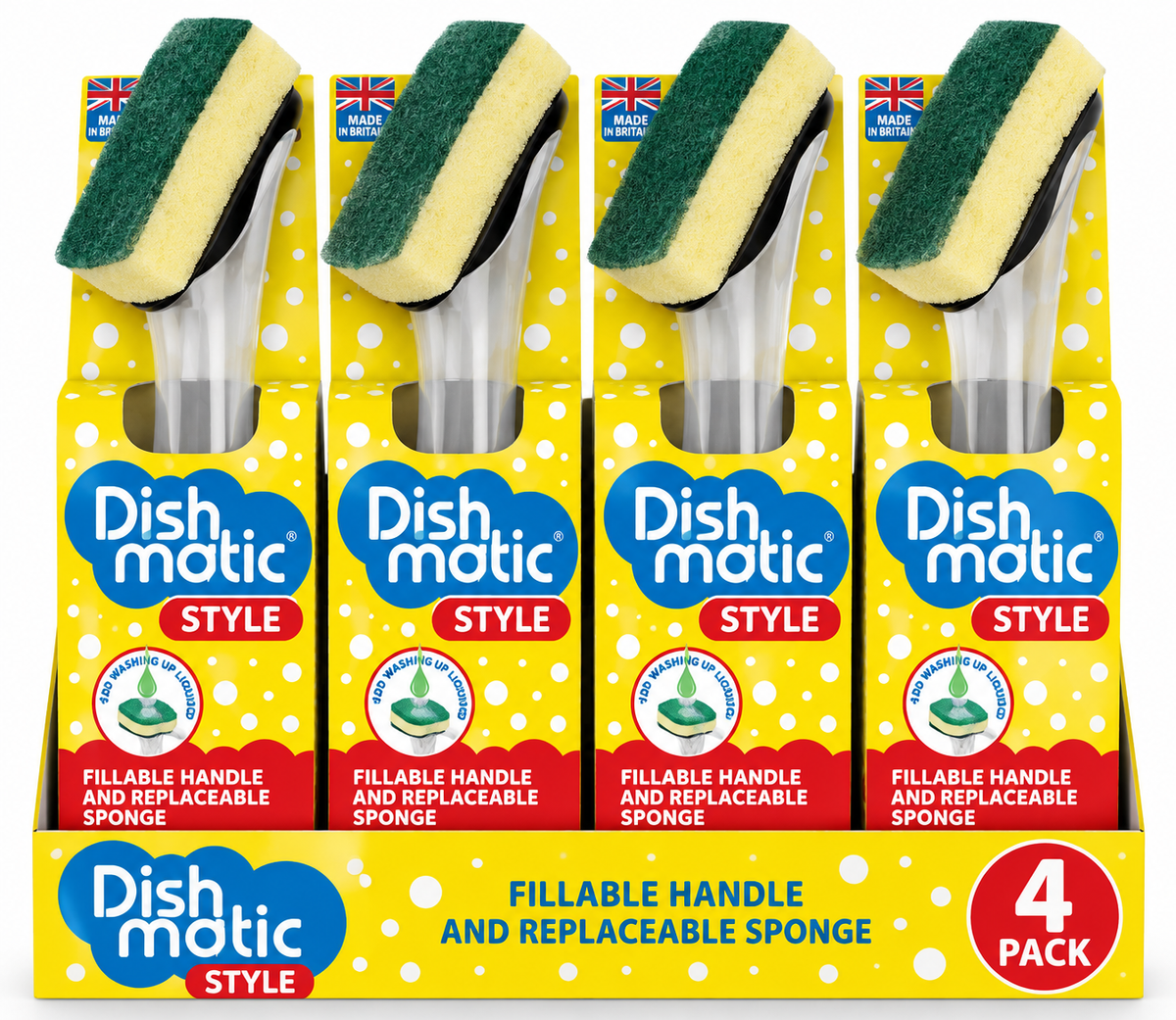 Dishmatic Style Fillable Handle Sponges 4 Pack