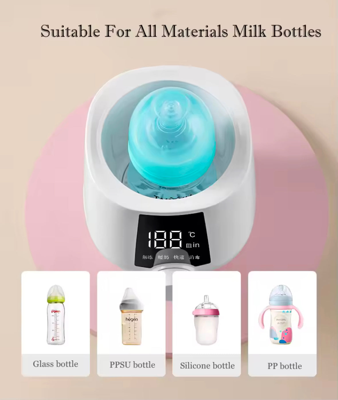 Portable Baby Bottle Warmer - Sterilising Bottle Warmer, Multifunctional Fast Thawing, Adjustable Time And Temperature