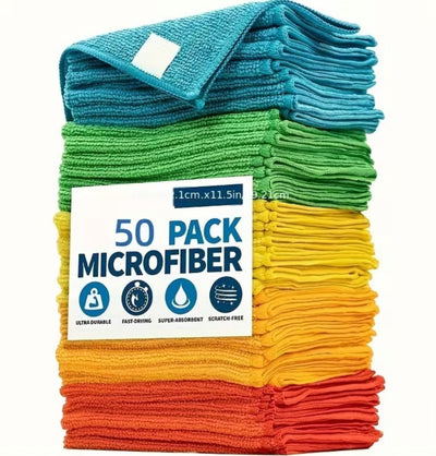 Microfibre Cleaning Cloths 50 Pack – Assorted Colours