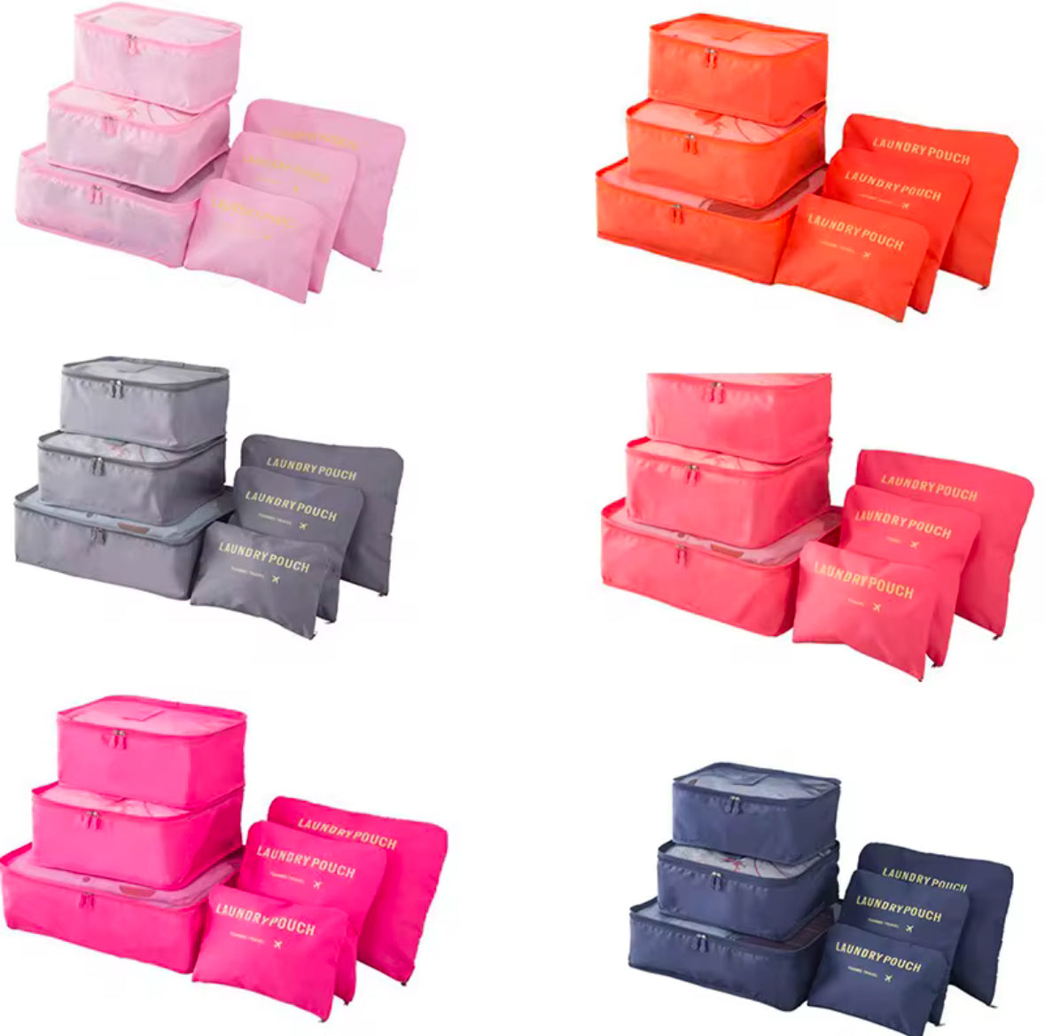 6 PCS Fashion Travel Storage Bags - Luggage Compressors, Organisers, Stylish Design - Variety Of Sizes