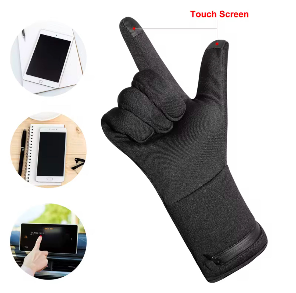 Touchscreen Winter Heated Gloves - 3 Level Adjustable Heating, Simple Button Mechanism - Thin, Breathable Fabric, Comfy To Wear