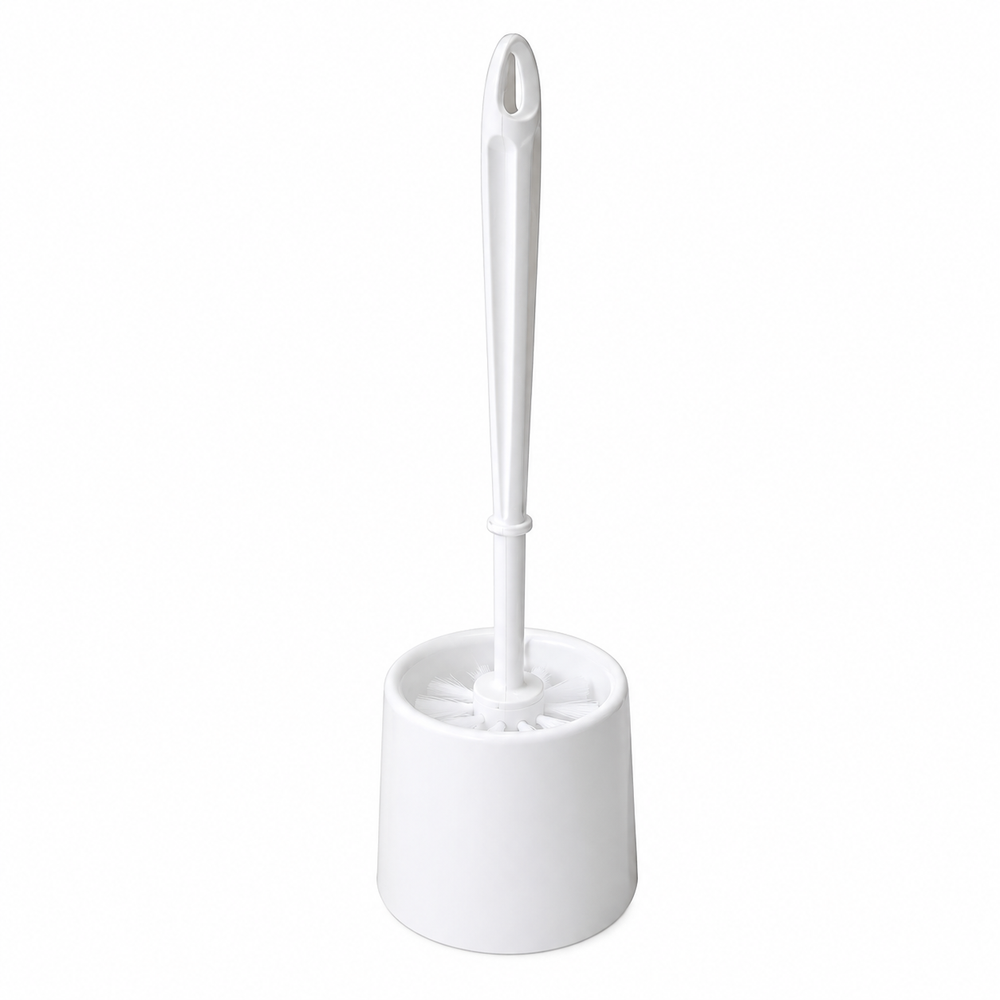 White Toilet Brush & Pot
