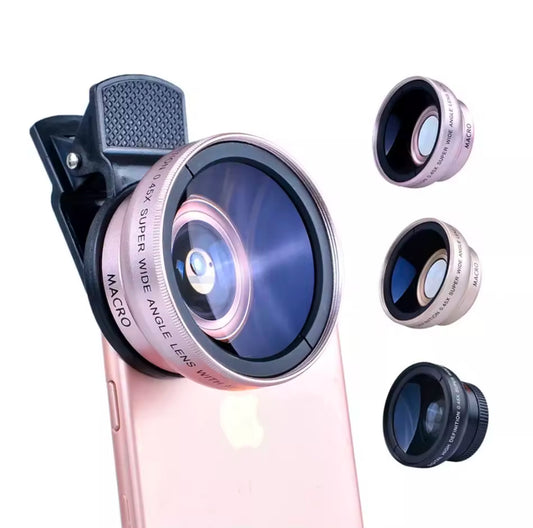 2 In 1 Mobile Camera Attachment - Macro Zoom Lens Wide Angle Super Lens - Easy Clip Mount Phone Mount