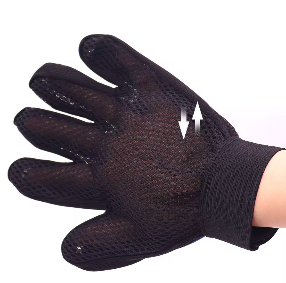 Pet Grooming Gloves - Grade A Silicone Easy And Hassle Free - Breathable Polyester - Perfect For Cats And Dogs