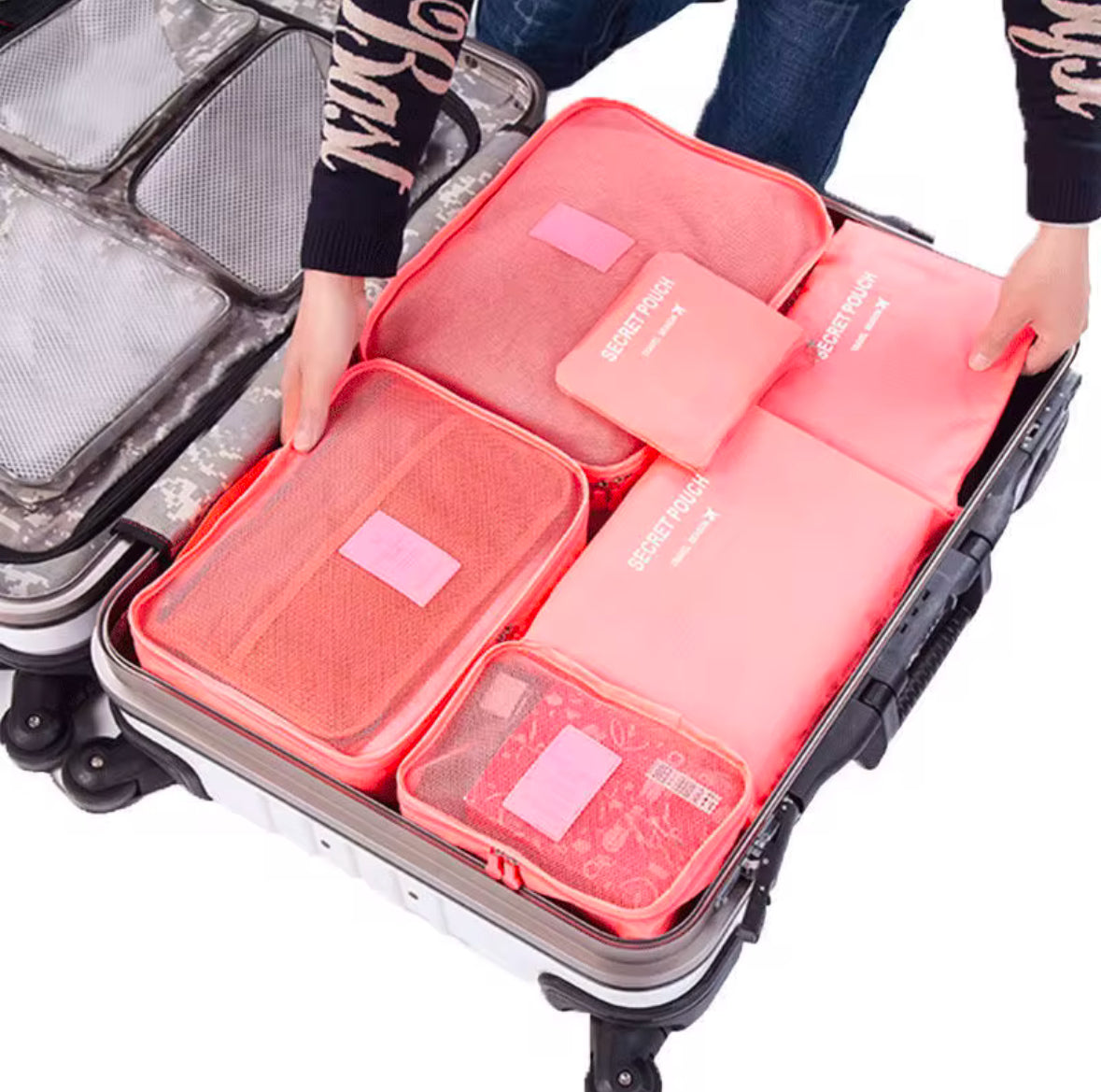 6 PCS Fashion Travel Storage Bags - Luggage Compressors, Organisers, Stylish Design - Variety Of Sizes