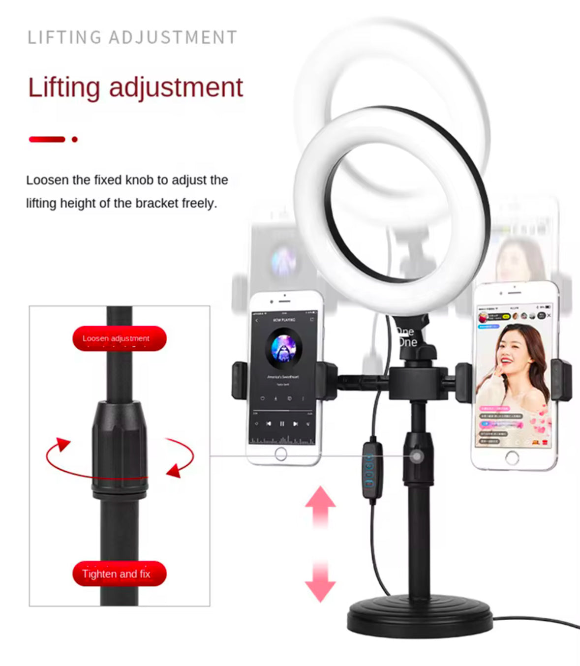 6 Inch Mini Ring Light With Clip Clamp Mount - Portable - Light Weight Mobile Phone Holder - Live Broadcast Stand