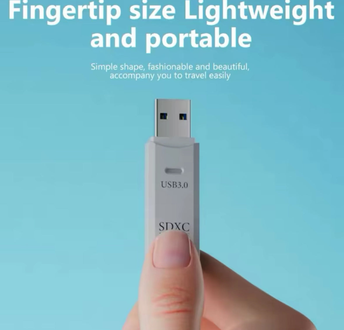 Ultra fast 2 in 1 USB 3.0 card reader for photos, videos and music (DOES NOT COME WITH SD CARD)