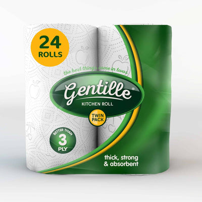Gentille Twin 3-Ply Kitchen Rolls – 24 Rolls