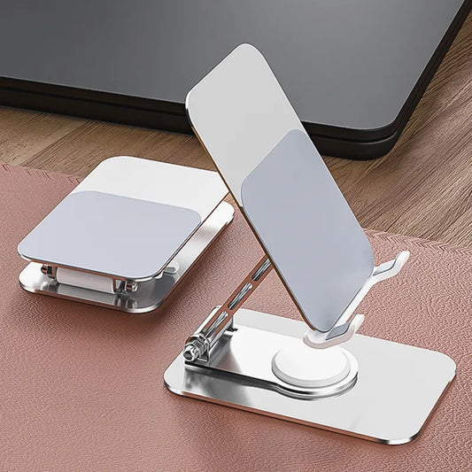 360 Degree Swivel Foldable Phone Stand - Adjustable Metal Holder for Phone and Tablet, Anti-Shake and Fall