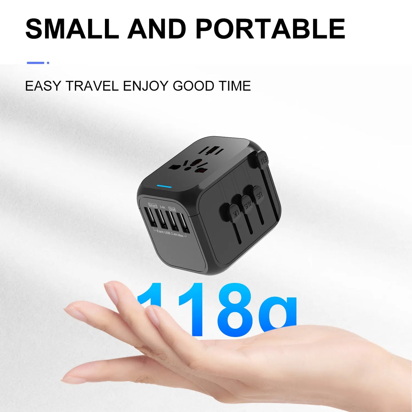 Universal Travel Adapter With Usb And Type-C