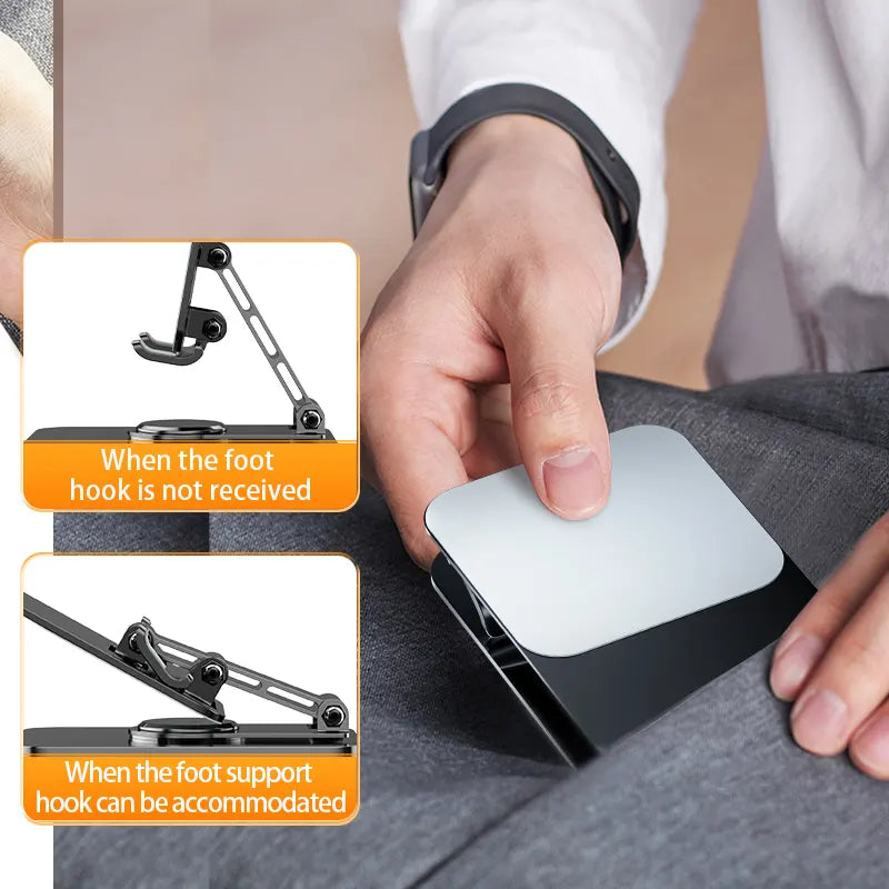 360 Degree Swivel Foldable Phone Stand - Adjustable Metal Holder for Phone and Tablet, Anti-Shake and Fall