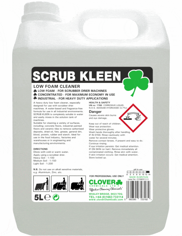 Clover Scrub Kleen Low Foam Floor Cleaner 5L